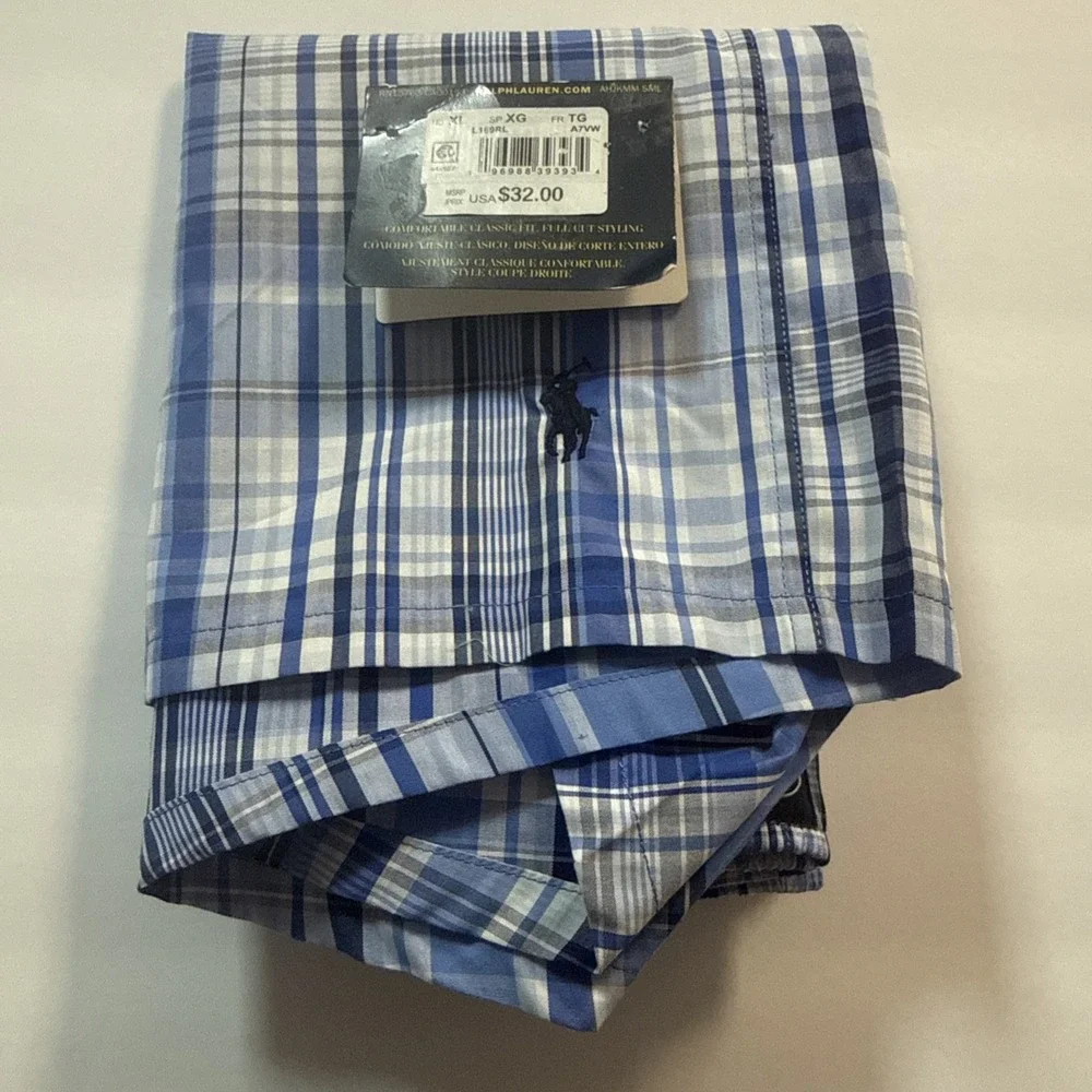 Polo Ralph Lauren Mens Classic Fit Plaid 100% Cotton Size XL Woven Boxer Shorts